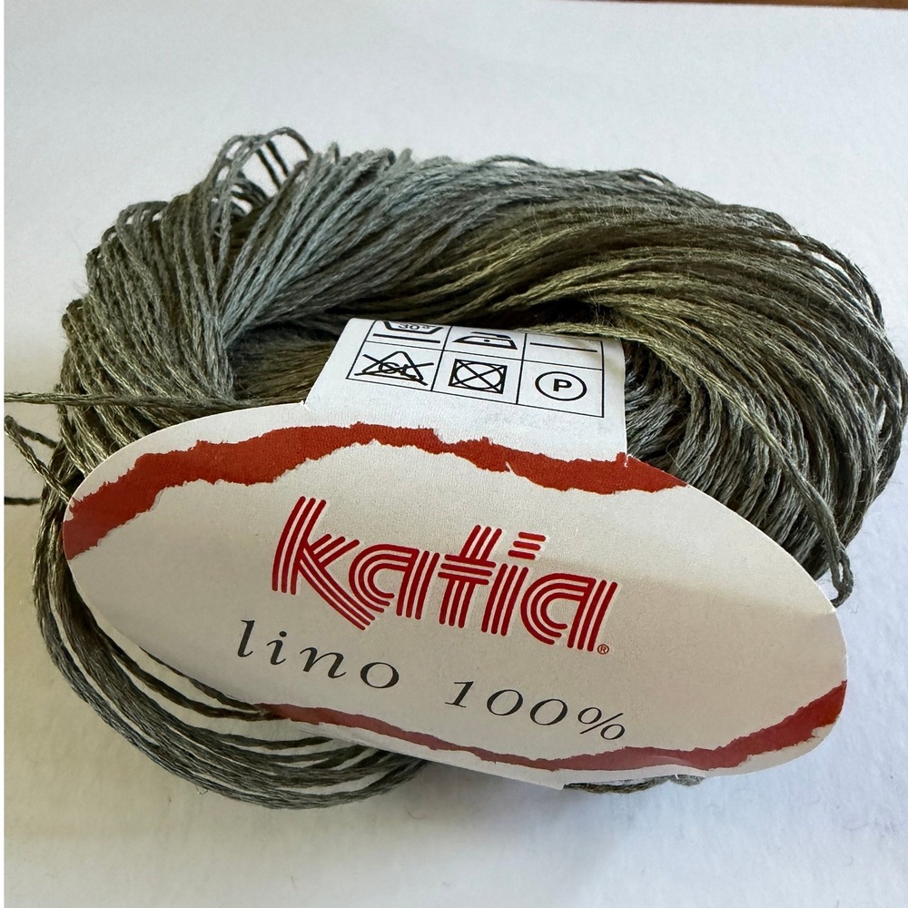 New Katia Lino 100% Linen Yarn 50g Sage Green Knitting Crochet Eco Friendly